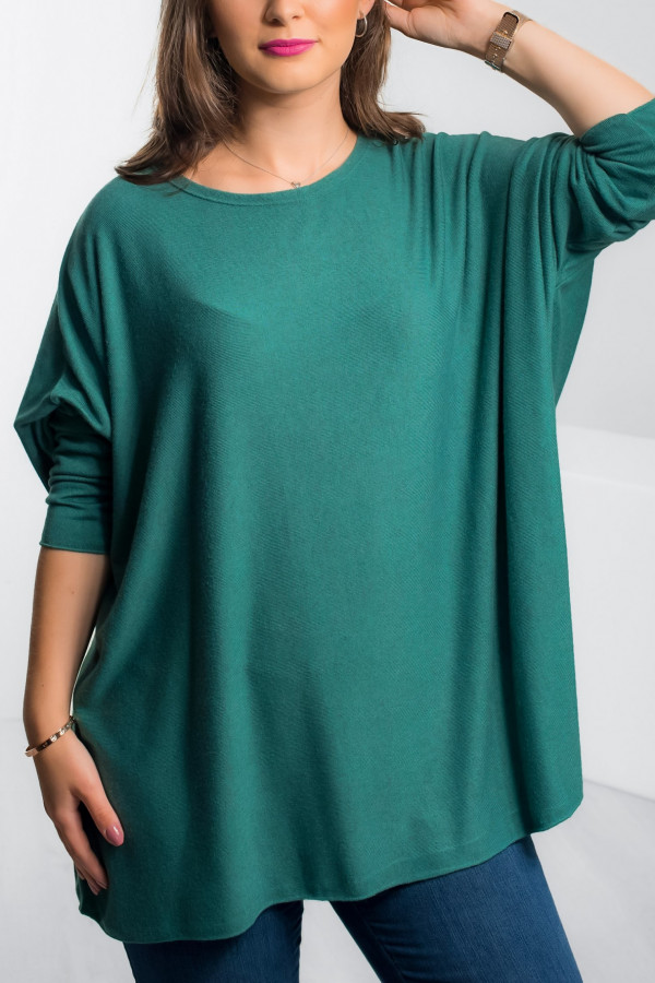 Dzianinowa bluzka oversize duży lekki sweterek w kolorze zielonym Helle