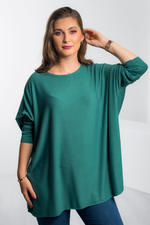 Dzianinowa bluzka oversize duży lekki sweterek w kolorze zielonym Helle 1