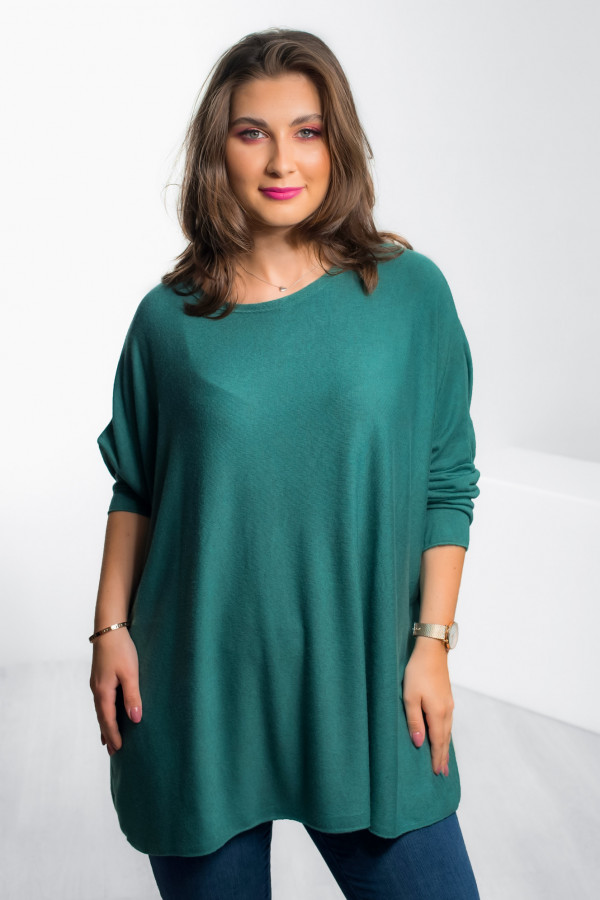 Dzianinowa bluzka oversize duży lekki sweterek w kolorze zielonym Helle 2