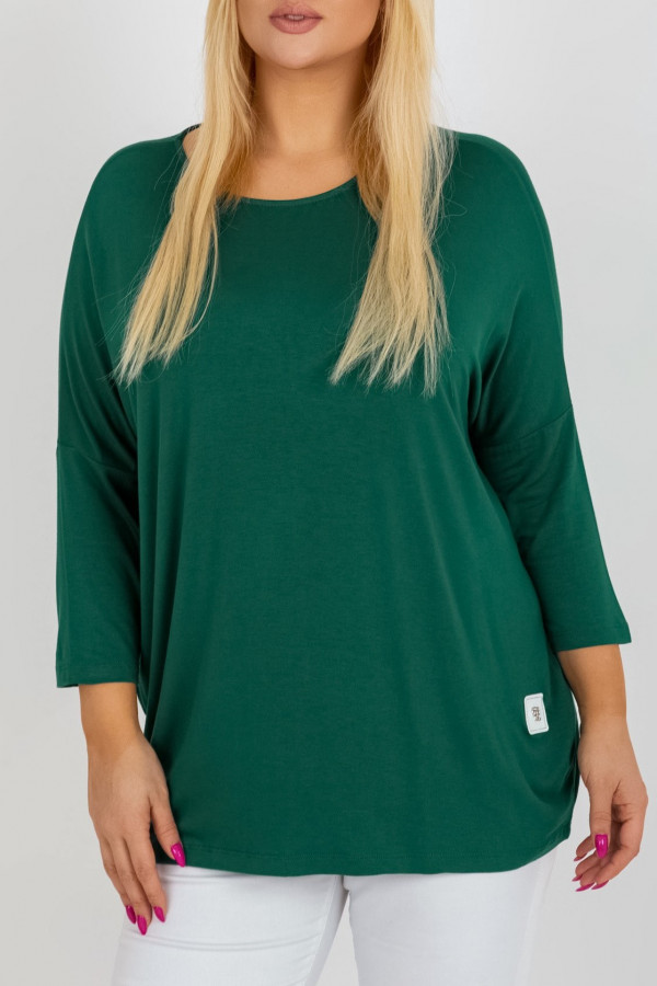 Bluzka damska plus size W DRUGIM GATUNKU w kolorze butelkowej zieleni luźna oversize Charo