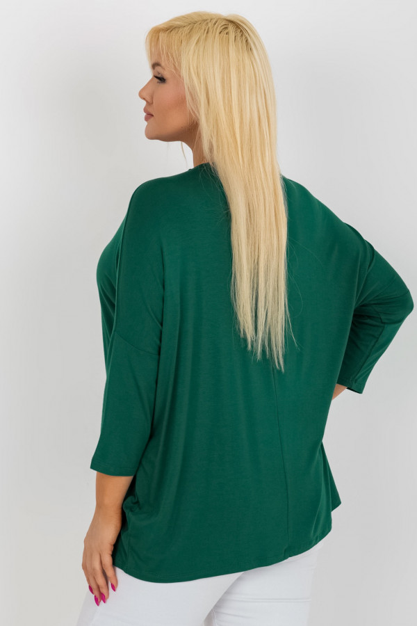 Bluzka damska plus size w kolorze butelkowej zieleni luźna oversize Charo 3