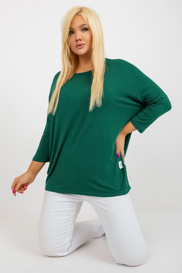 Bluzka damska plus size w kolorze butelkowej zieleni luźna oversize Charo 1