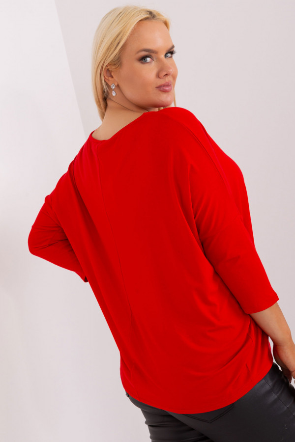 Bluzka damska plus size w kolorze czerwonym luźna oversize Charo 2