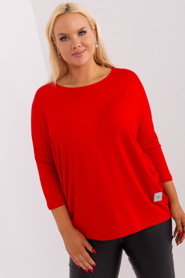Bluzka damska plus size w kolorze czerwonym luźna oversize Charo 3