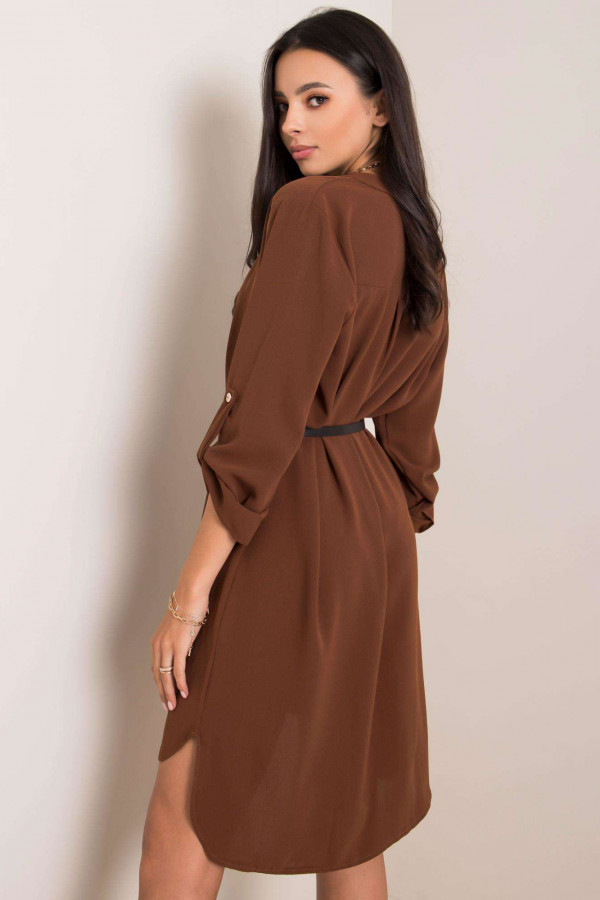 Sukienka koszula w kolorze brązowym z dłuższym tyłem sally 2