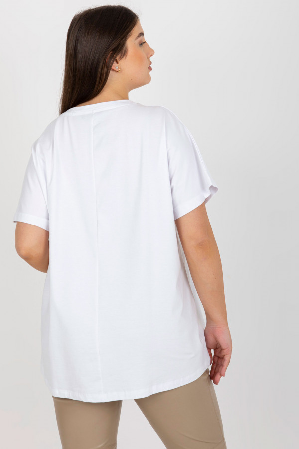 Wygodna bluzka damska plus size w kolorze białym dłuższy tył krótki rękaw Doni 4