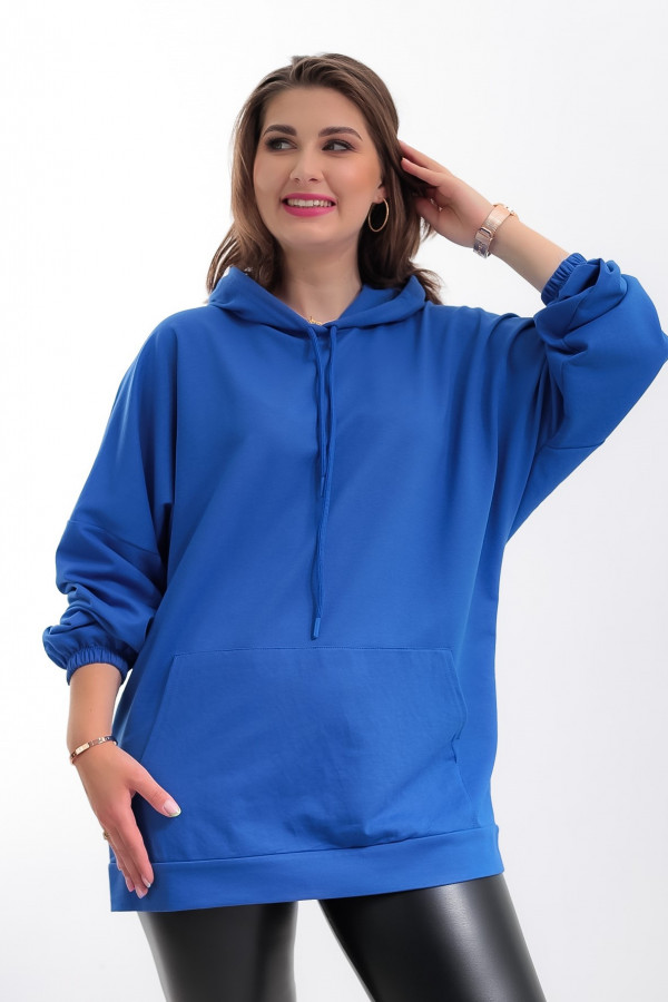 Bluza dresowa kangurka w kolorze niebieskim z kapturem Wendy 1