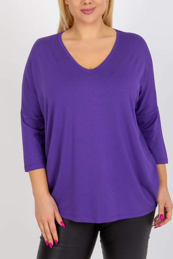 Bluzka damska plus size w kolorze fioletowym oversize w serek Alita