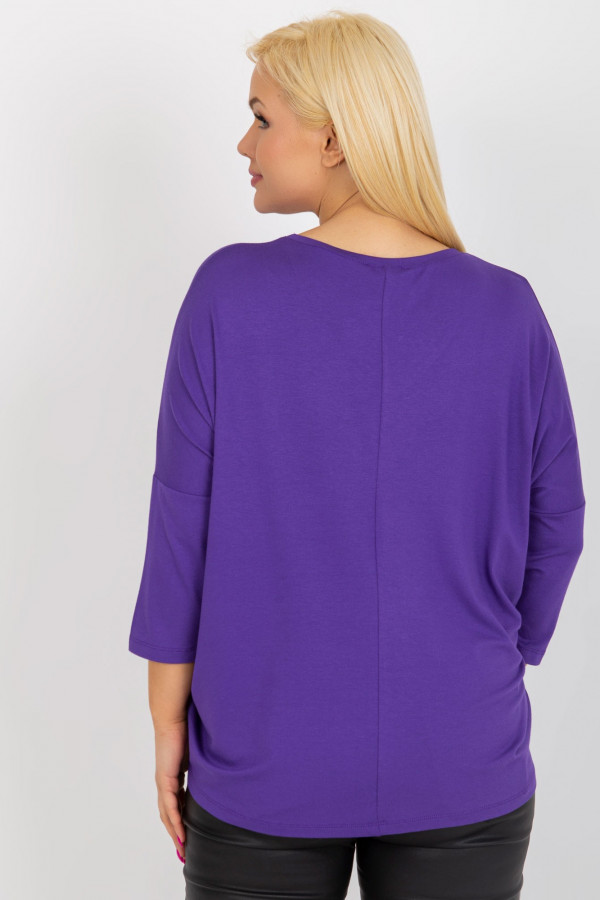 Bluzka damska plus size w kolorze fioletowym oversize w serek Alita 4