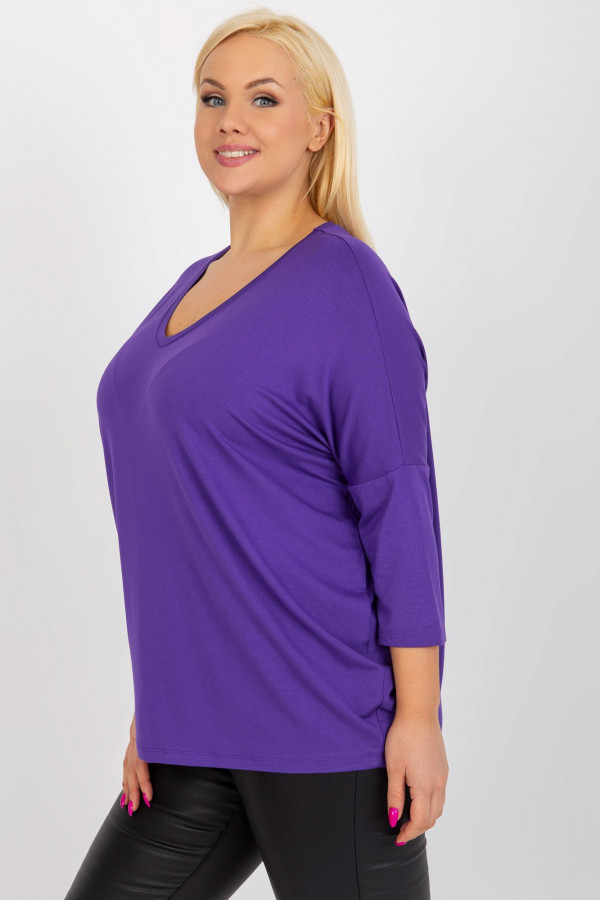 Bluzka damska plus size w kolorze fioletowym oversize w serek Alita 2