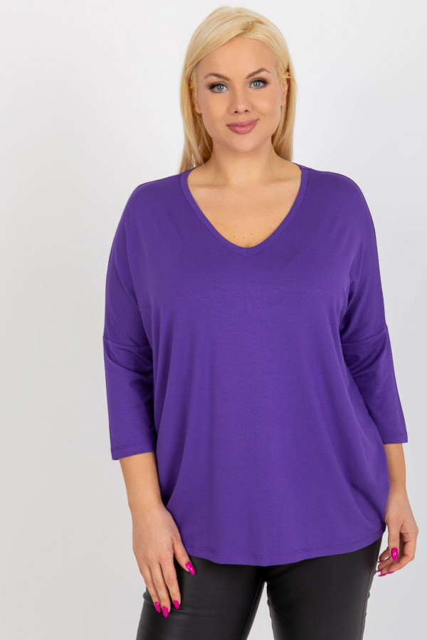 Bluzka damska plus size w kolorze fioletowym oversize w serek Alita 3