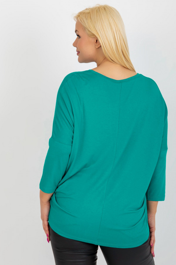 Bluzka damska plus size w kolorze turkusowym oversize w serek Alita 2