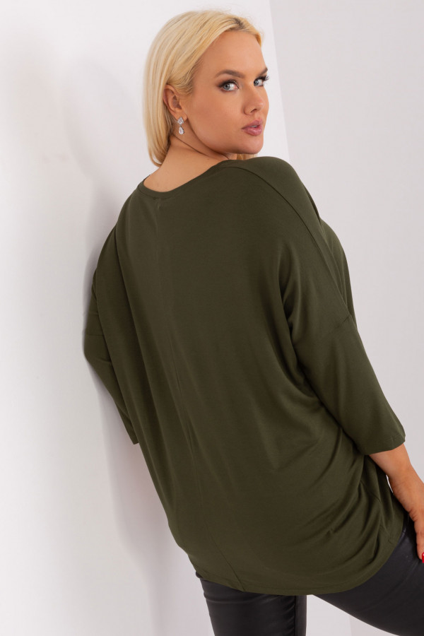Bluzka damska plus size w kolorze khaki oversize w serek Alita 4