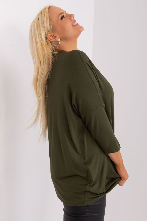 Bluzka damska plus size w kolorze khaki oversize w serek Alita 2