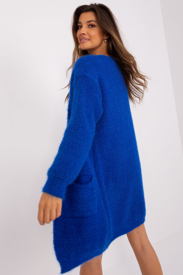 Kardigan sweter damski w kolorze kobaltowym z kieszeniami milutka narzutka Anika 4