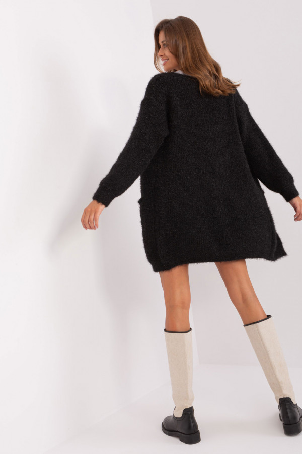 Kardigan sweter damski w kolorze czarnym z kieszeniami milutka narzutka Anika 4
