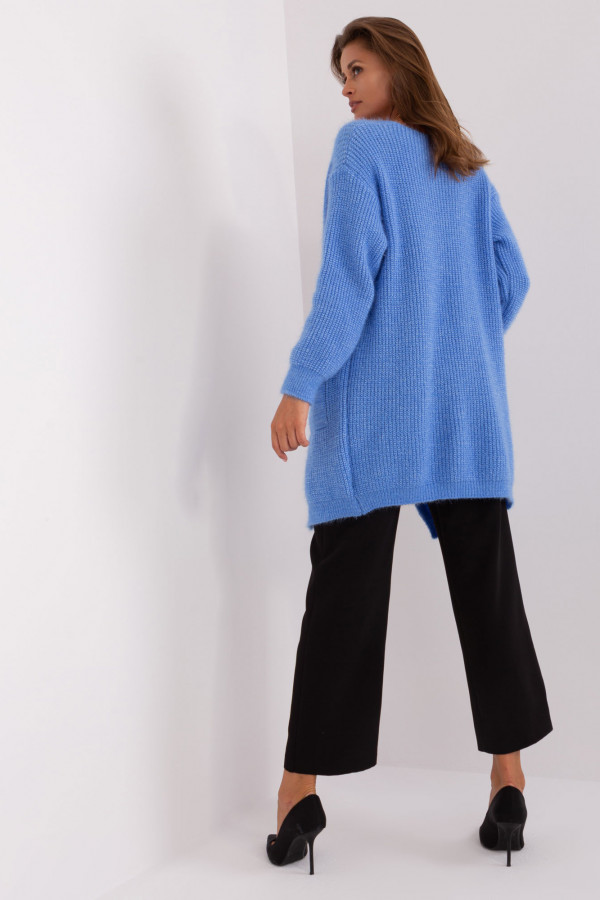 Kardigan sweter damski w kolorze niebieskim z kieszeniami milutka narzutka Anika 4