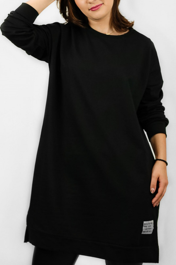 Długa bluza dresowa long tunika sukienka w kolorze czarnym