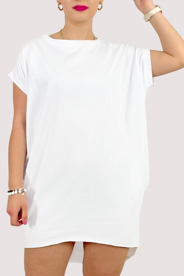 Sukienka tunika w kolorze białym z kieszeniami dłuższy tył Sophie 1