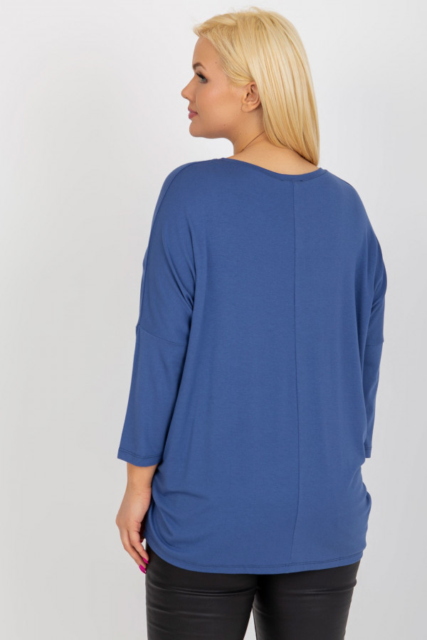 Bluzka damska plus size w kolorze denim oversize w serek Alita 4
