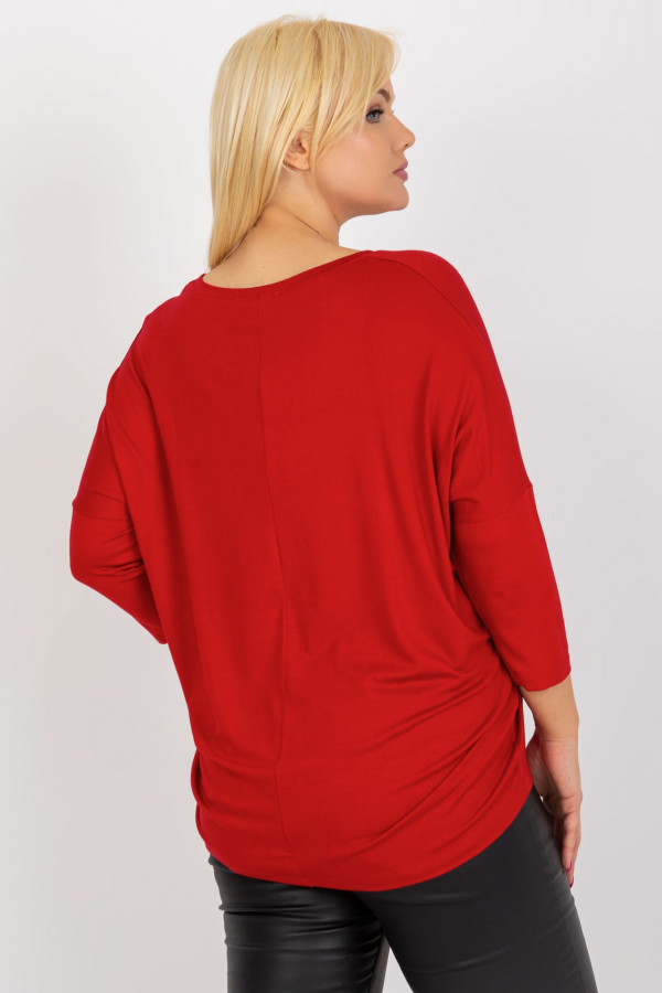 Bluzka damska plus size w kolorze czerwonym oversize w serek Alita 4