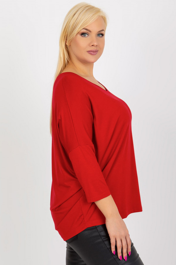 Bluzka damska plus size w kolorze czerwonym oversize w serek Alita 3