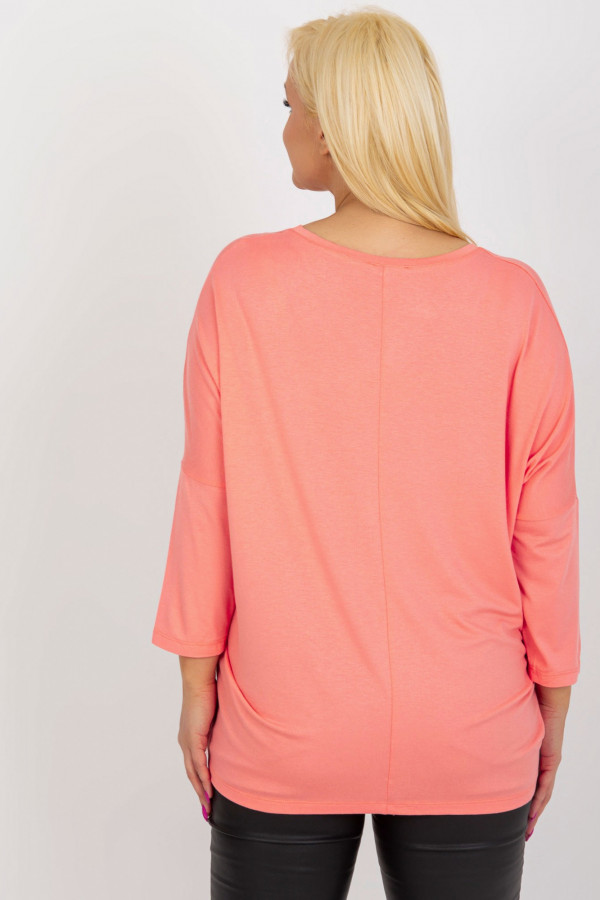 Bluzka damska plus size w kolorze łososiowym oversize w serek Alita 6