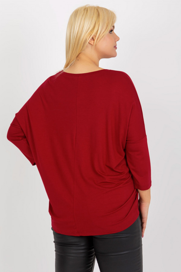 Bluzka damska plus size w kolorze bordowym oversize w serek Alita 4