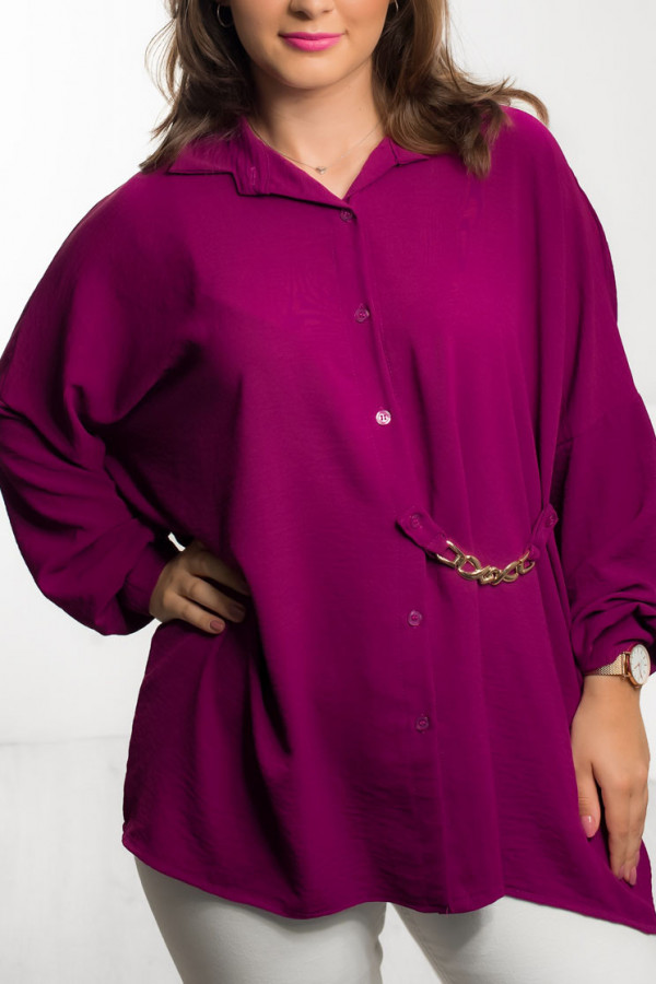 Duża koszula plus size w kolorze magenta oversize złoty łańcuch Cande