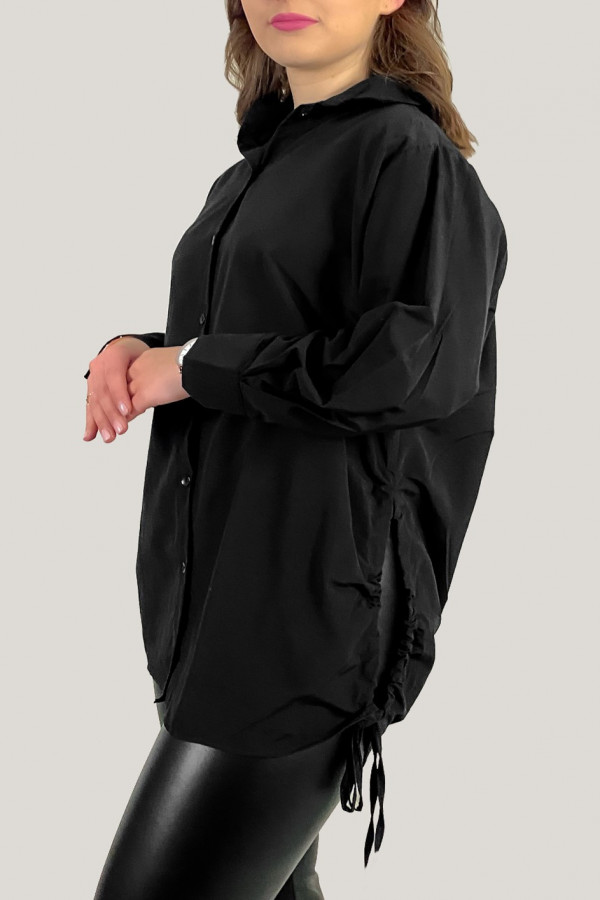 Tunika koszula damska w kolorze czarnym rozcięcia ściągane boki Madeline 2