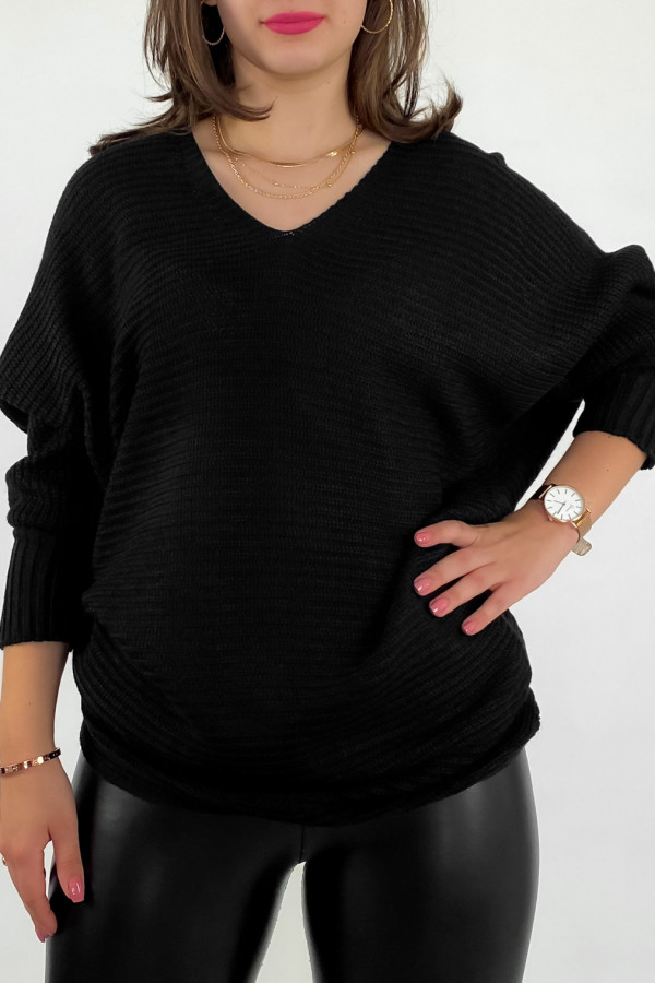 Sweter tunika w kolorze czarnym nietoperz Panama