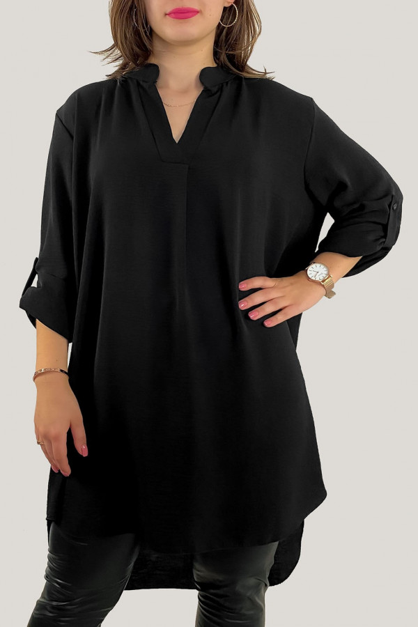 Koszula tunika plus size w kolorze czarnym sukienka z dłuższym tyłem Taylor
