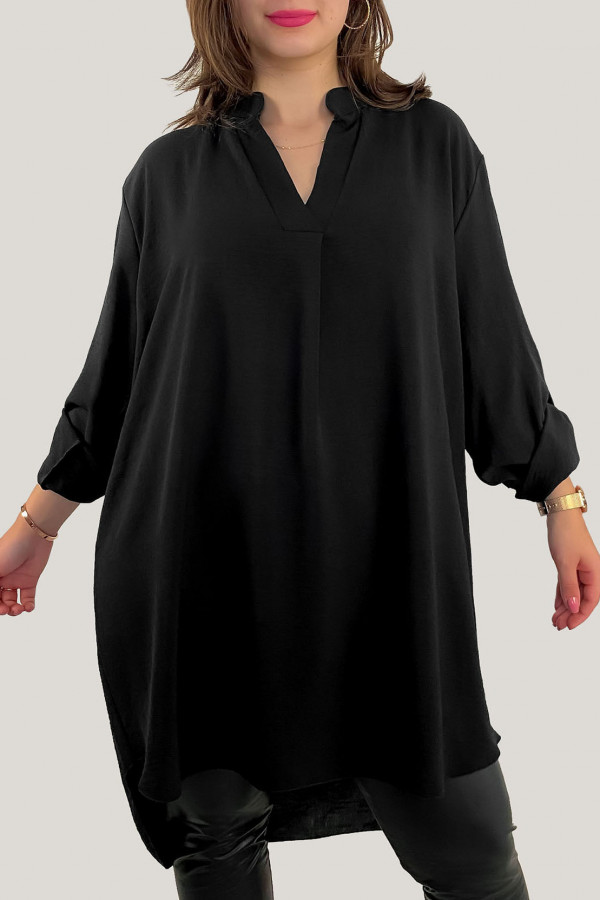 Koszula tunika plus size w kolorze czarnym sukienka z dłuższym tyłem Taylor 3