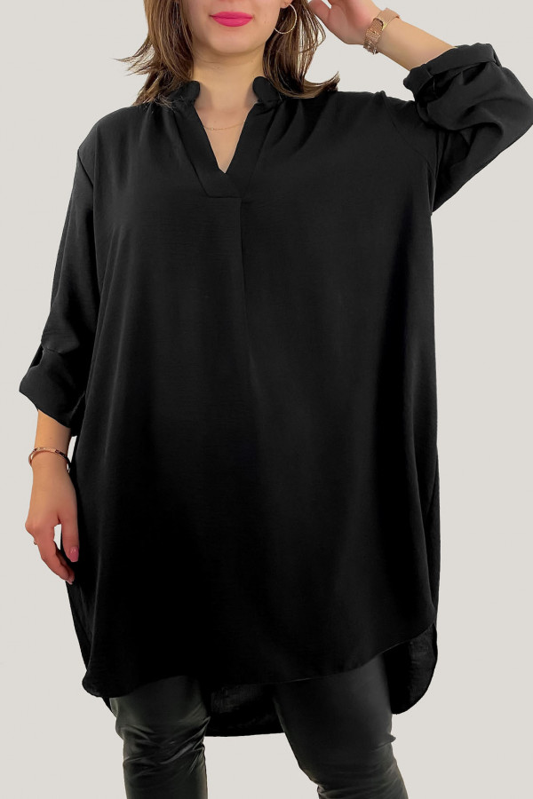 Koszula tunika plus size w kolorze czarnym sukienka z dłuższym tyłem Taylor 1