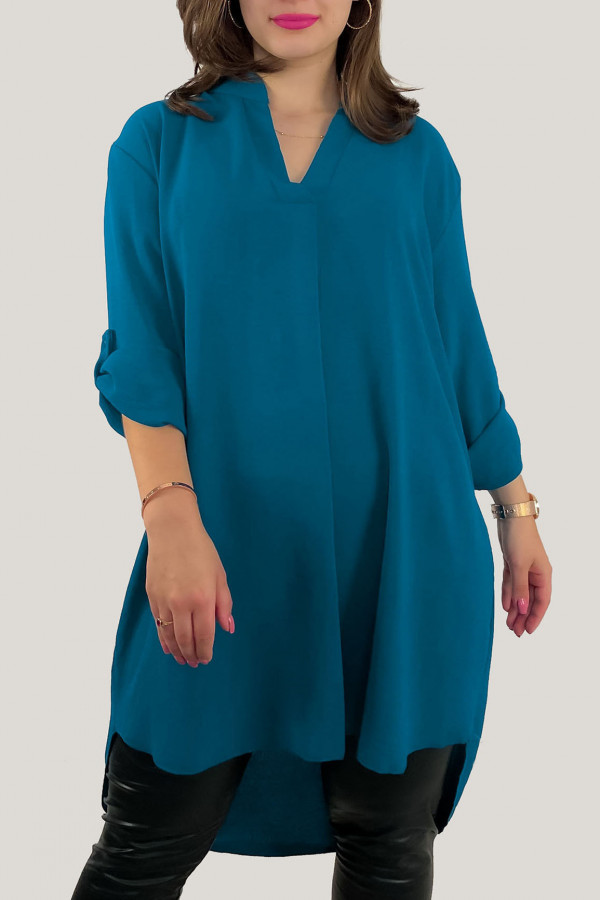 Koszula tunika plus size w kolorze morskim sukienka z dłuższym tyłem Taylor 1