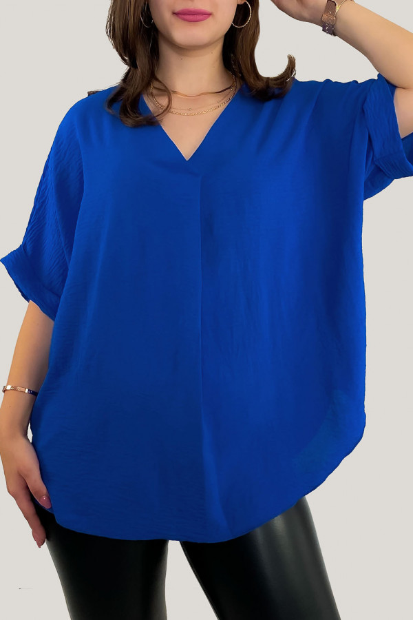 Elegancka bluzka oversize koszula w kolorze chabrowym Asha