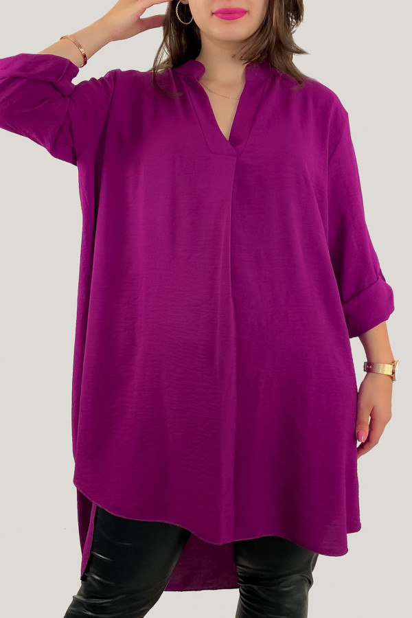Koszula tunika plus size w kolorze magenta sukienka z dłuższym tyłem Taylor