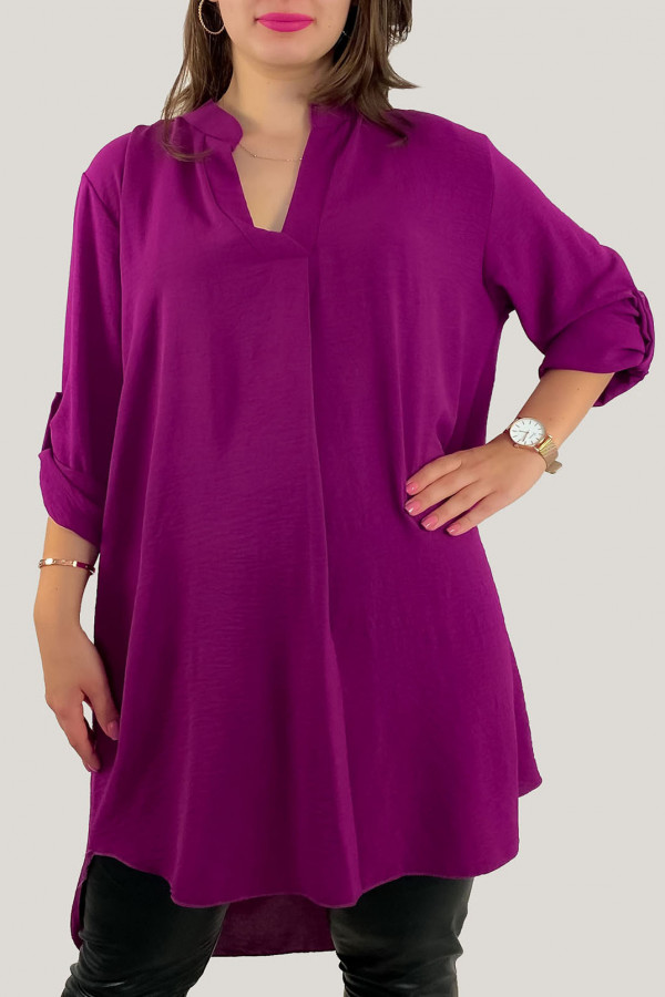 Koszula tunika plus size w kolorze magenta sukienka z dłuższym tyłem Taylor 2
