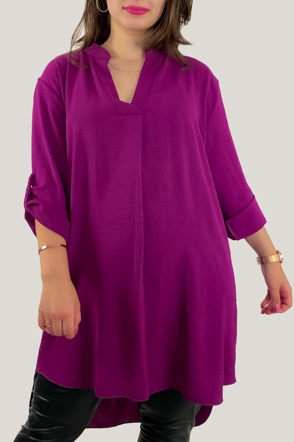 Koszula tunika plus size w kolorze magenta sukienka z dłuższym tyłem Taylor 3