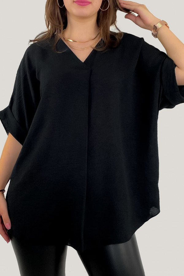 Elegancka bluzka oversize koszula w kolorze czarnym stójka Asha