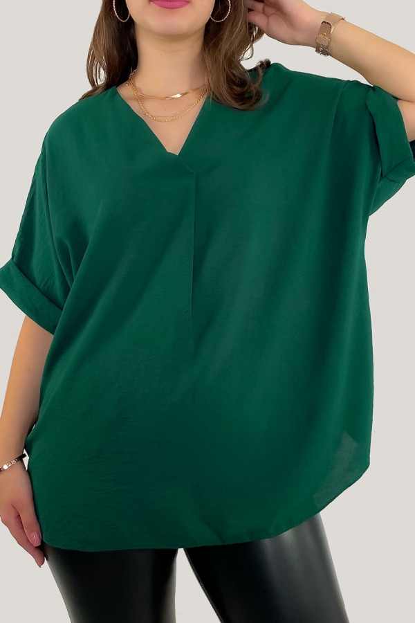 Elegancka bluzka oversize koszula w kolorze butelkowej zieleni Asha