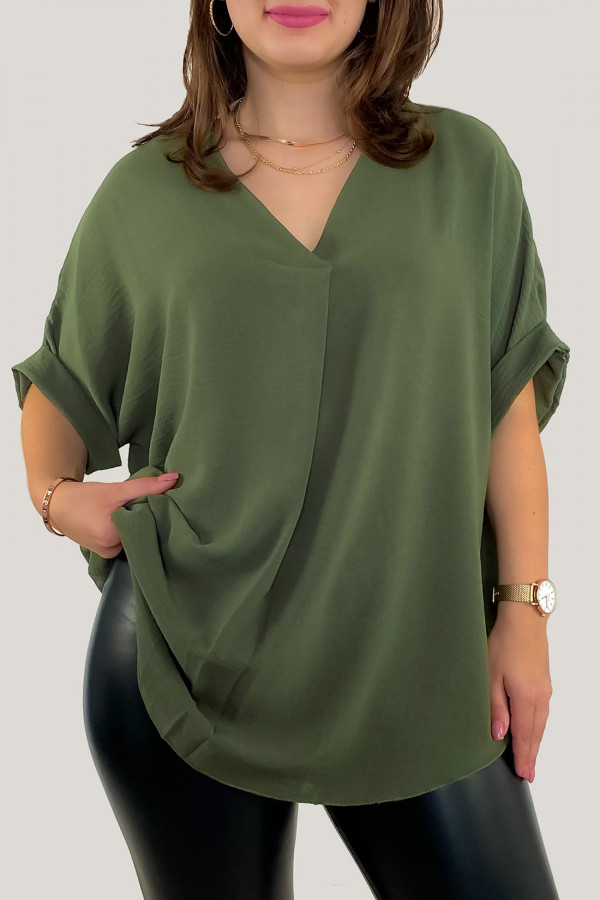 Elegancka bluzka oversize koszula w kolorze khaki Asha 1