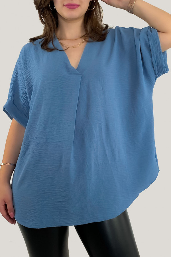 Elegancka bluzka oversize koszula w kolorze denim Asha
