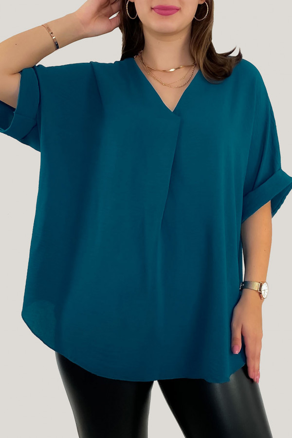 Elegancka bluzka oversize koszula w kolorze morskim Asha 3