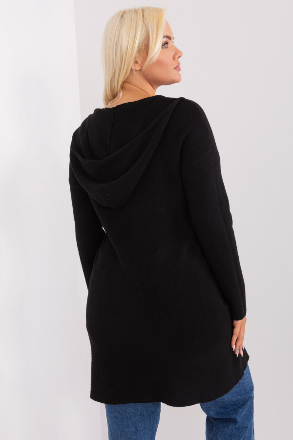 Sweter damski kardigan w kolorze czarnym ULUNA zip kaptur 4