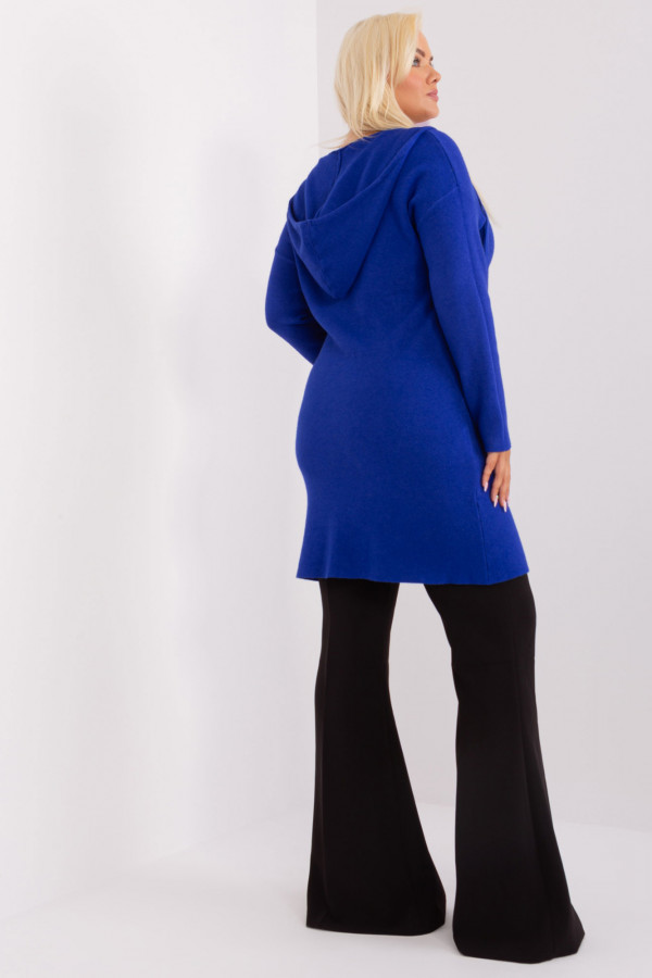 Sweter damski kardigan w kolorze kobaltowym ULUNA zip kaptur 4