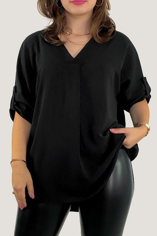 Elegancka bluzka oversize koszula w kolorze czarnym podpinany rękaw Klee