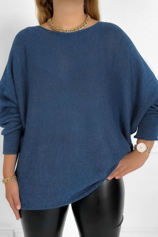 Sweter damski w kolorze denim blue nietoperz oversize Sheri