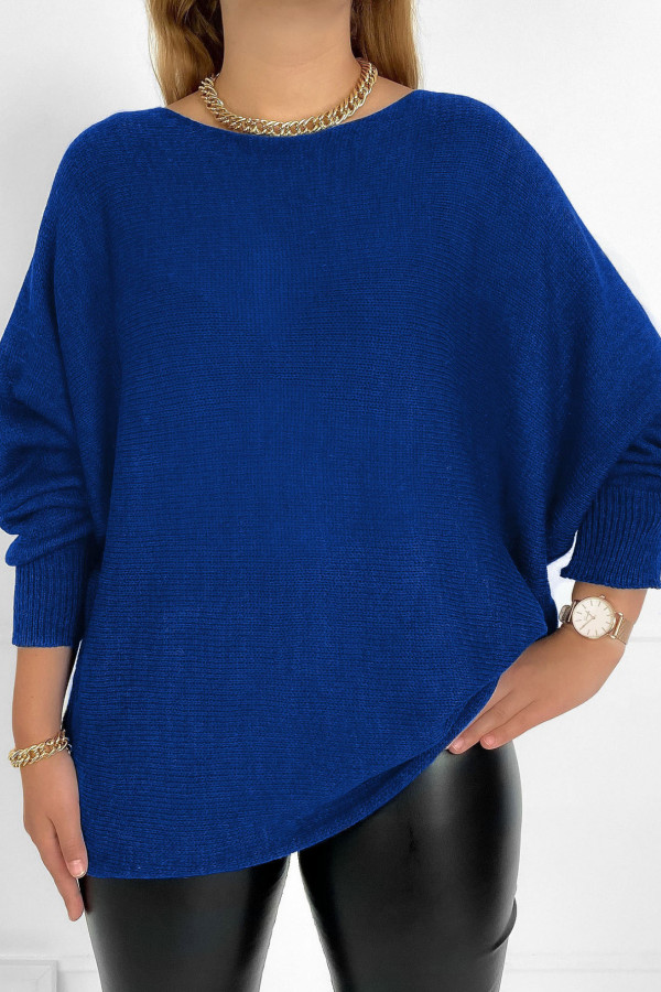Sweter damski w kolorze kobaltowym nietoperz oversize Sheri
