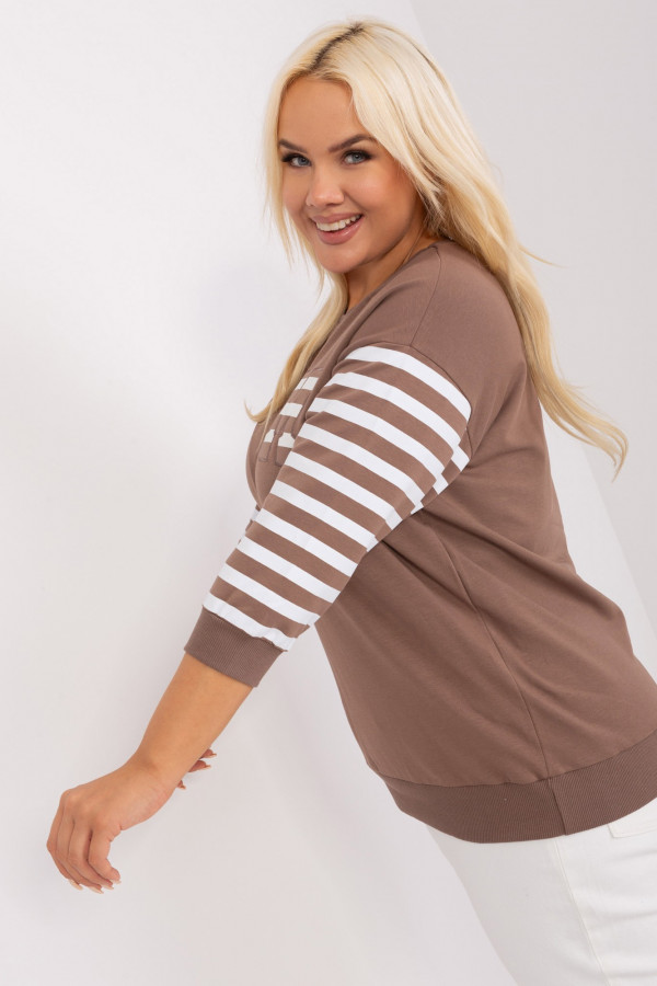 Sportowa bluzka damska rękawy w paski w kolorze brązowym Andy 2